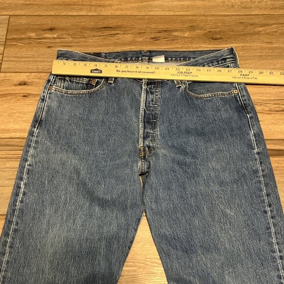 Men's Levis 501 Original Fit Denim Jeans SZ 36x34 Blue Modern Button Fly Red Tab - Picture 4 of 13